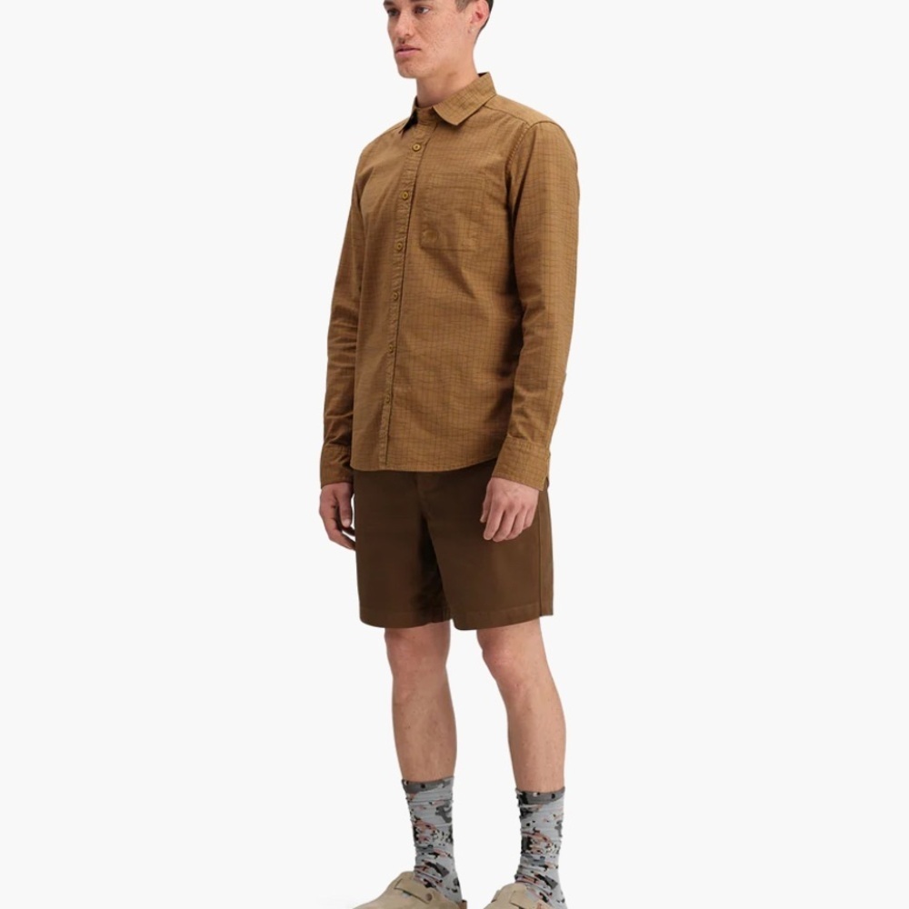 Topo Designs Brown Desert Palm Organic Button Up  XL